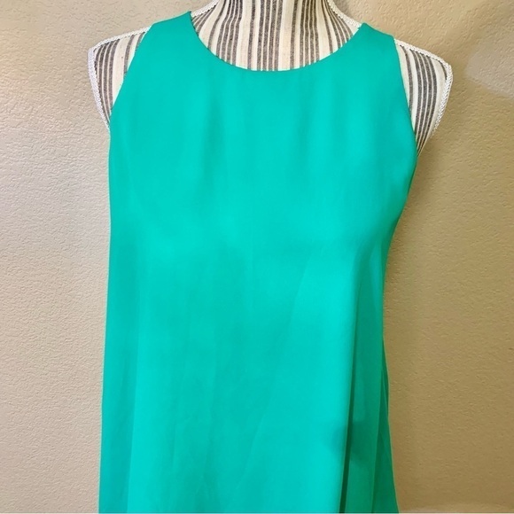 Alice Collection Dressy Tank Small Jade Green Sleevelss Flowy Lined Keyhole Back - Picture 3 of 15